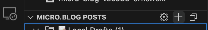 A section titled “MICRO.BLOG POSTS” is shown with icons for settings, adding, and other options.
