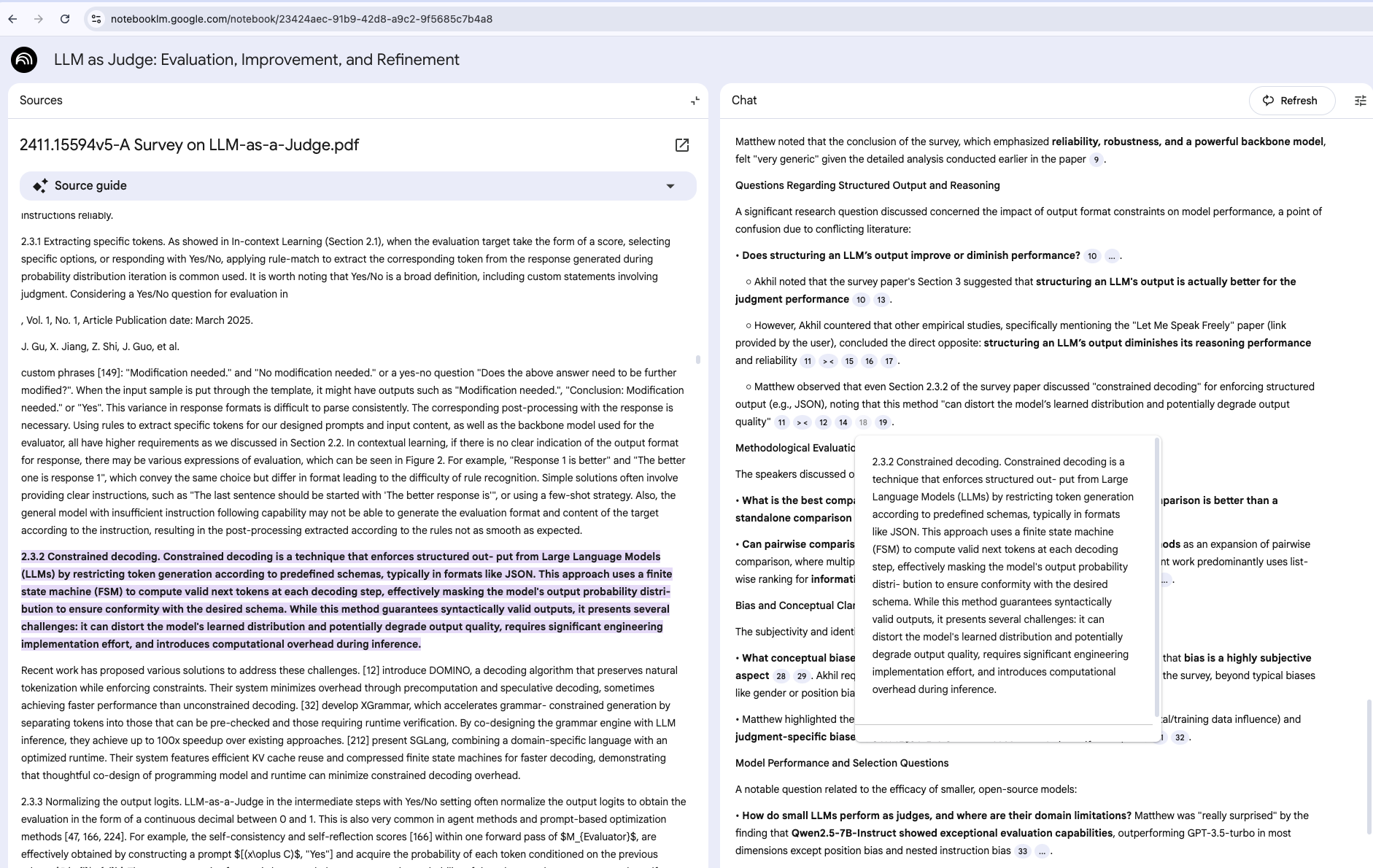 A digital document is overlaid with text boxes highlighting various sections, showcasing annotations and discussion points from a research paper or article.